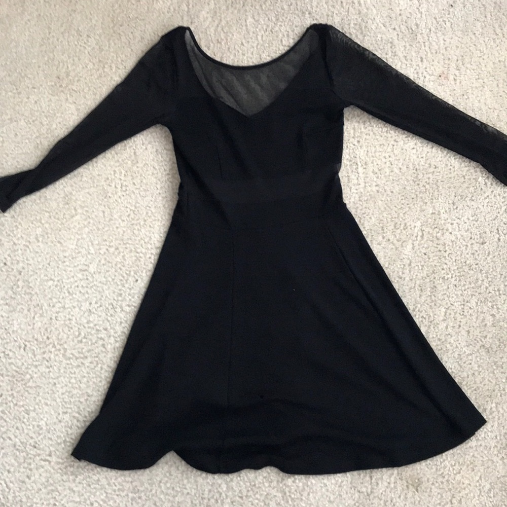 Black mesh skater dress